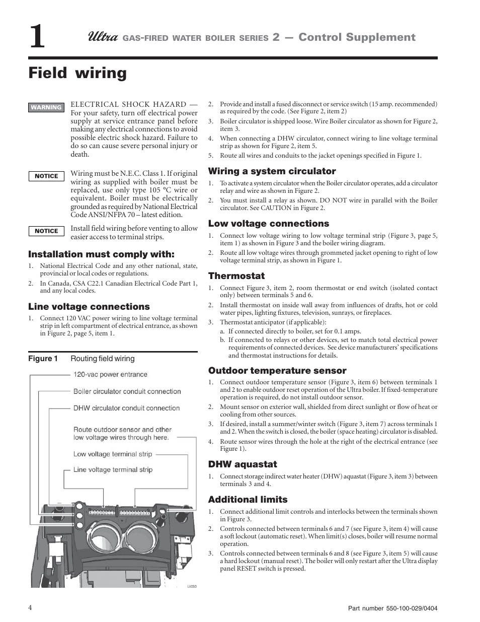 Field wiring, 2 — control supplement | Weil-McLain -230 User Manual | Page 4 / 28