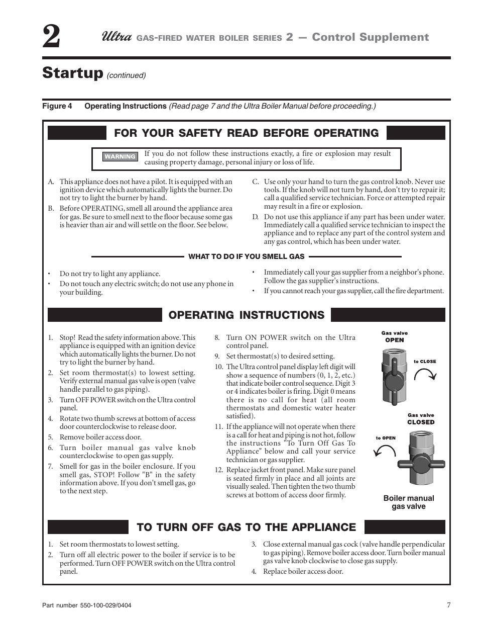 Startup, 2 — control supplement | Weil-McLain -230 User Manual | Page 7 / 28