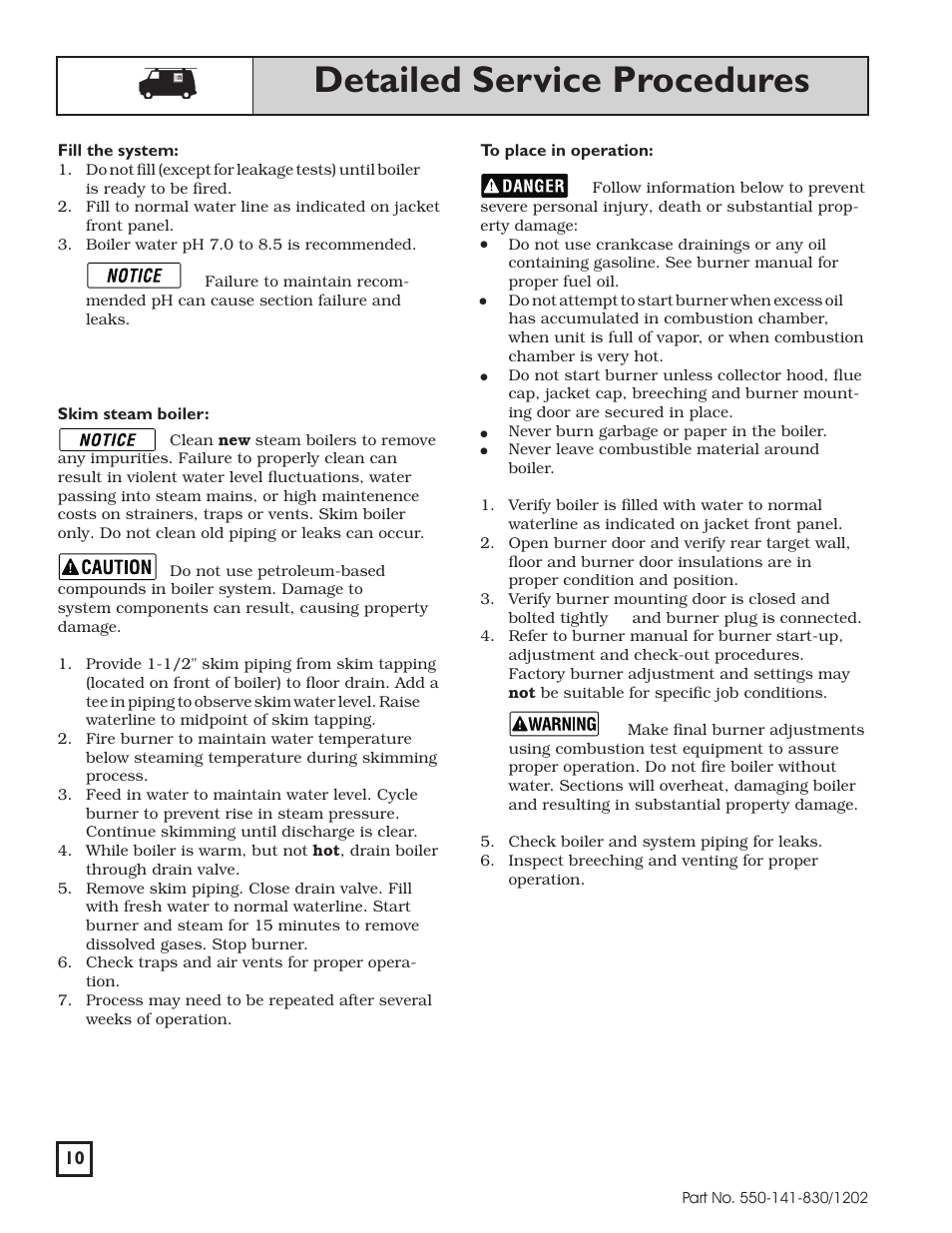 Detailed service procedures | Weil-McLain 550-141-830/1202 User Manual | Page 10 / 12