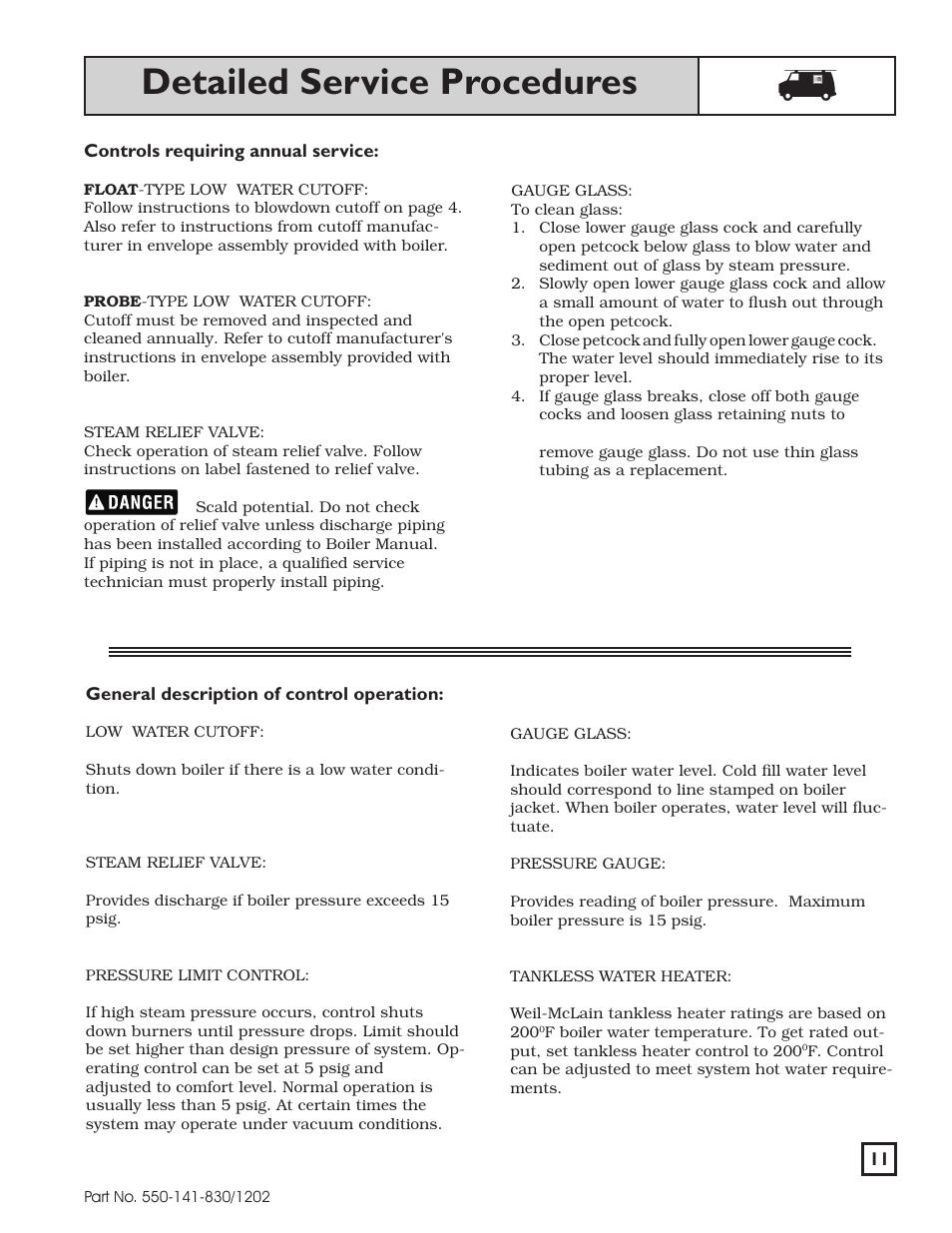 Detailed service procedures | Weil-McLain 550-141-830/1202 User Manual | Page 11 / 12