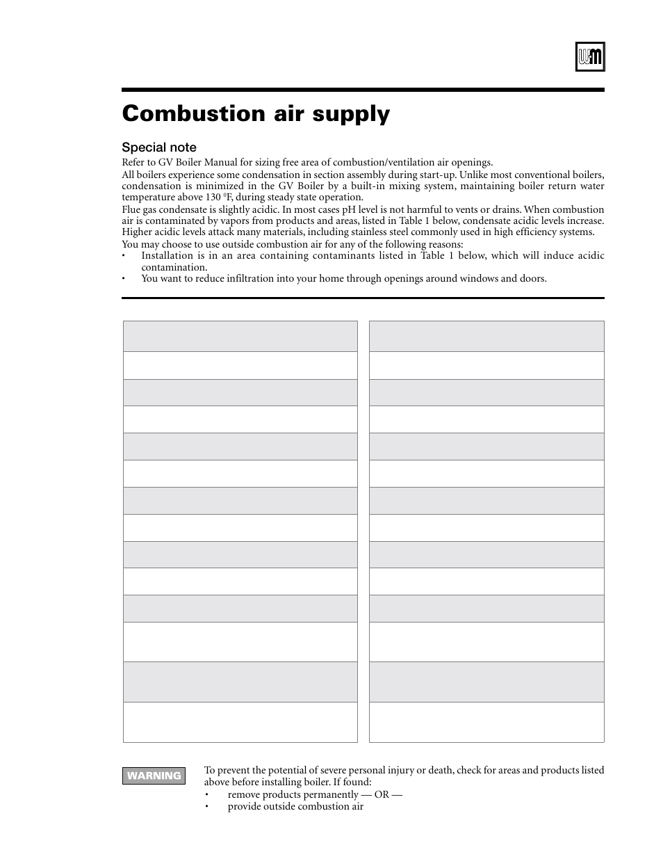 Combustion air supply | Weil-McLain GV Series 3 User Manual | Page 2 / 8