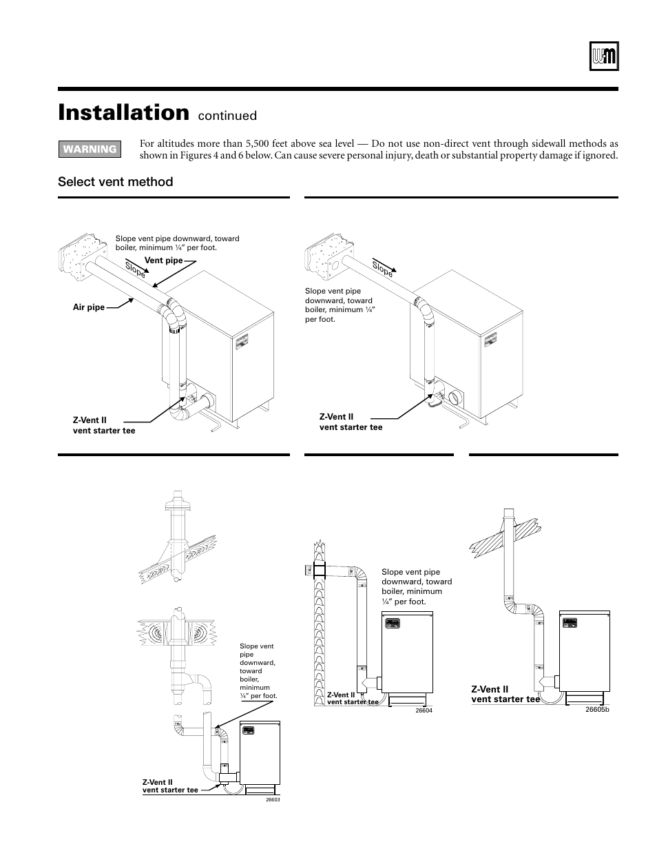 Installation, Continued, Select vent method | Weil-McLain GV Series 3 User Manual | Page 5 / 8