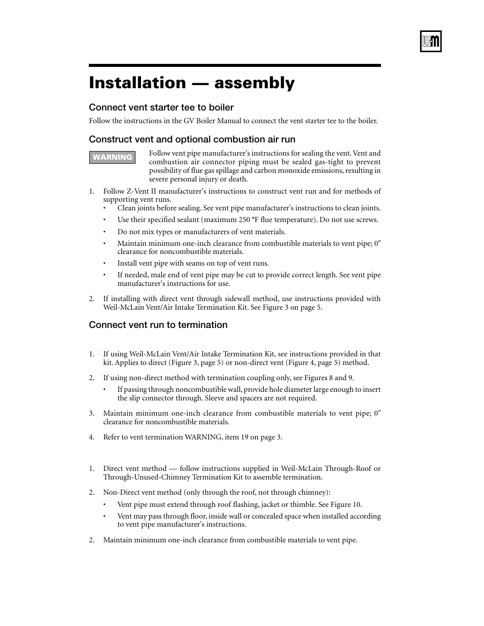 Installation — assembly | Weil-McLain GV Series 3 User Manual | Page 6 / 8