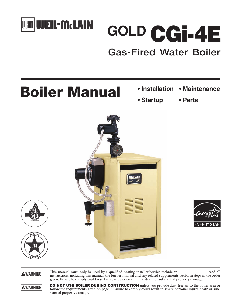 Weil-McLain GOLD CGI-4E User Manual | 68 pages