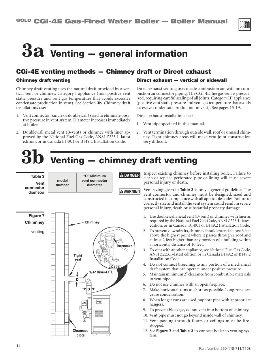 Venting — general information, Venting — chimney draft venting, Cgi-4e gas-fired water boiler — boiler manual | Weil-McLain GOLD CGI-4E User Manual | Page 14 / 68