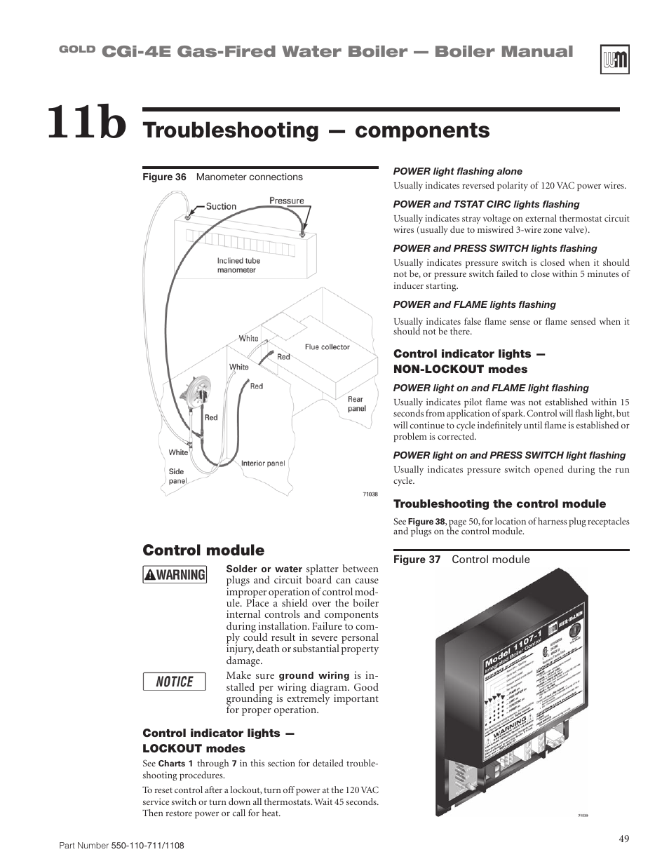 Troubleshooting — components, Cgi-4e gas-fired water boiler — boiler manual, Control module | Weil-McLain GOLD CGI-4E User Manual | Page 49 / 68