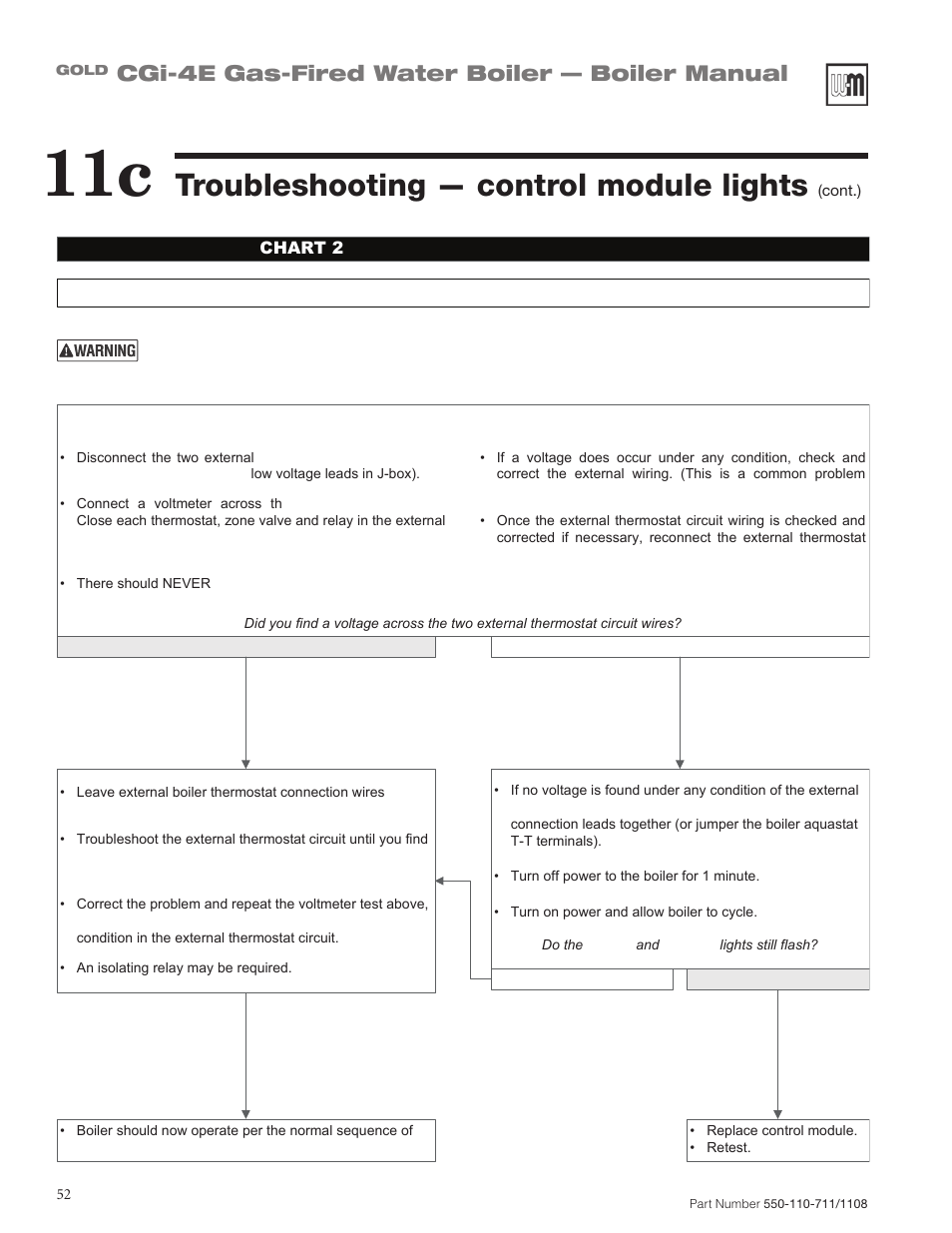 Troubleshooting — control module lights, Cgi-4e gas-fired water boiler — boiler manual | Weil-McLain GOLD CGI-4E User Manual | Page 52 / 68