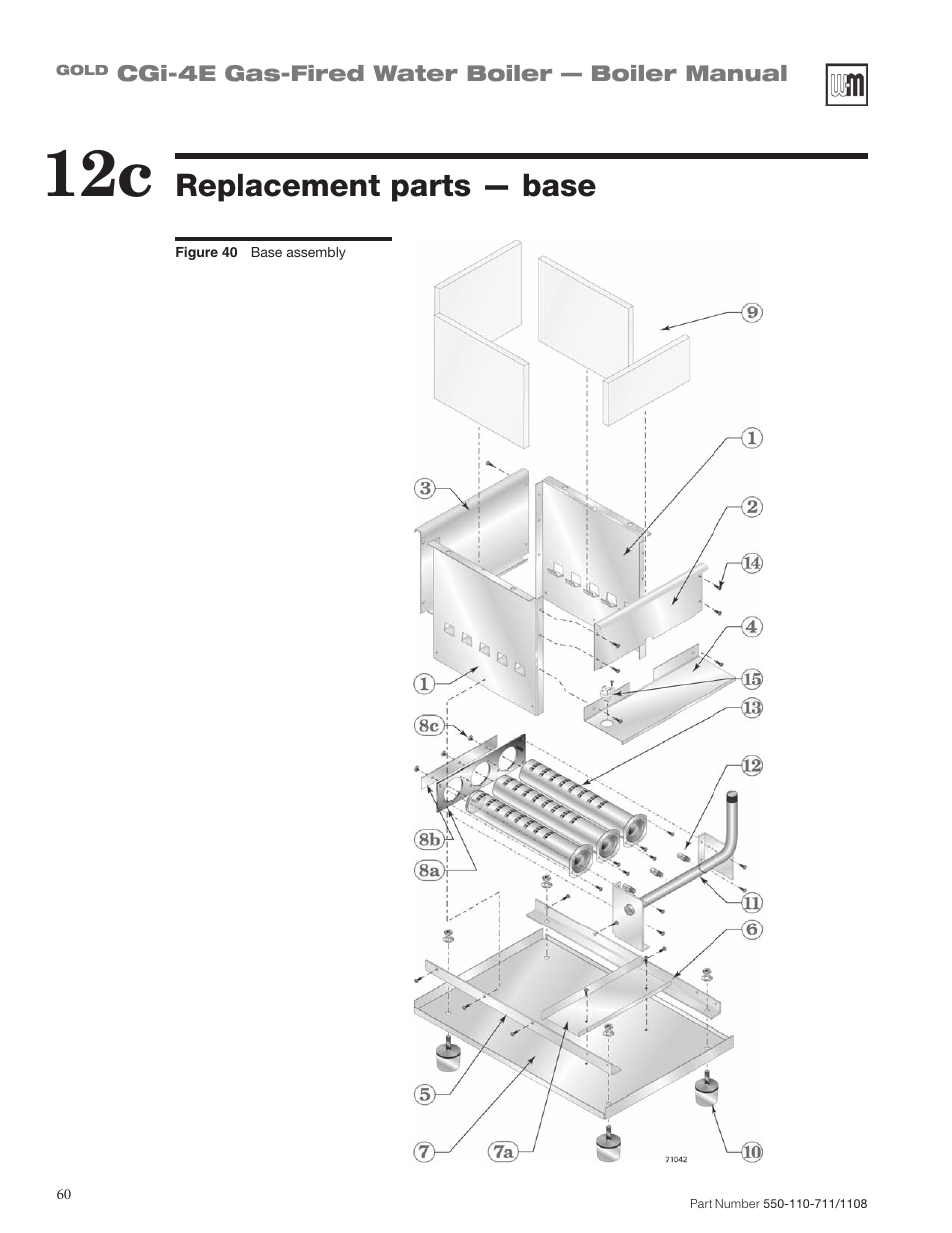Replacement parts — base | Weil-McLain GOLD CGI-4E User Manual | Page 60 / 68