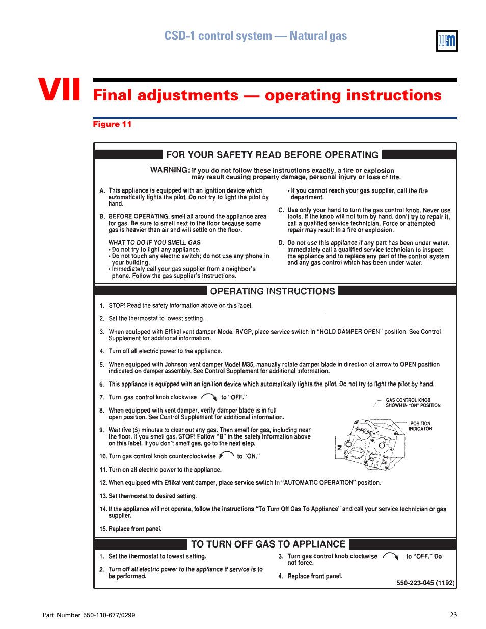 Final adjustments — operating instructions | Weil-McLain EGH-125 User Manual | Page 23 / 36