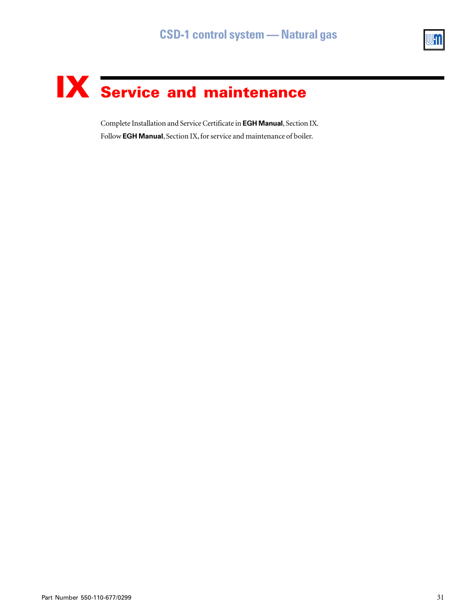 Service and maintenance | Weil-McLain EGH-125 User Manual | Page 31 / 36