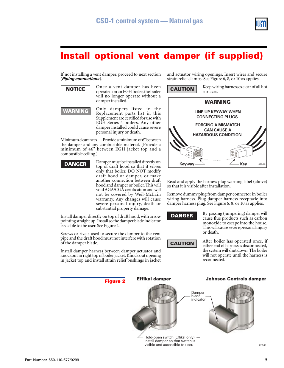 Install optional vent damper (if supplied), Csd-1 control system — natural gas | Weil-McLain EGH-125 User Manual | Page 5 / 36