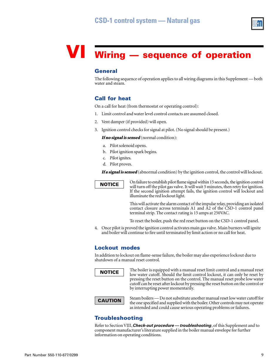 Wiring — sequence of operation, Csd-1 control system — natural gas | Weil-McLain EGH-125 User Manual | Page 9 / 36