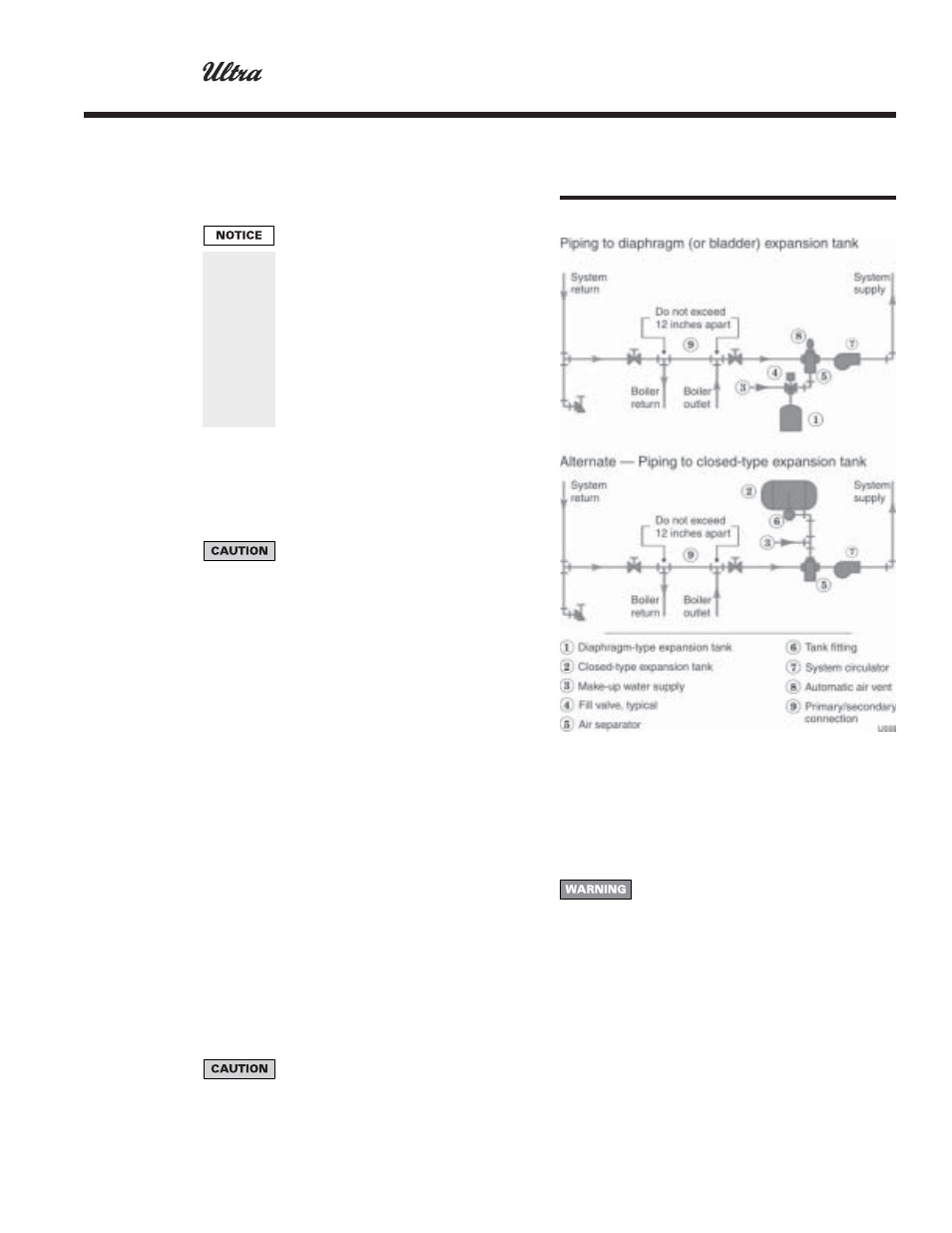 Install water piping, Boiler manual | Weil-McLain ULTRA 80  EN User Manual | Page 13 / 44