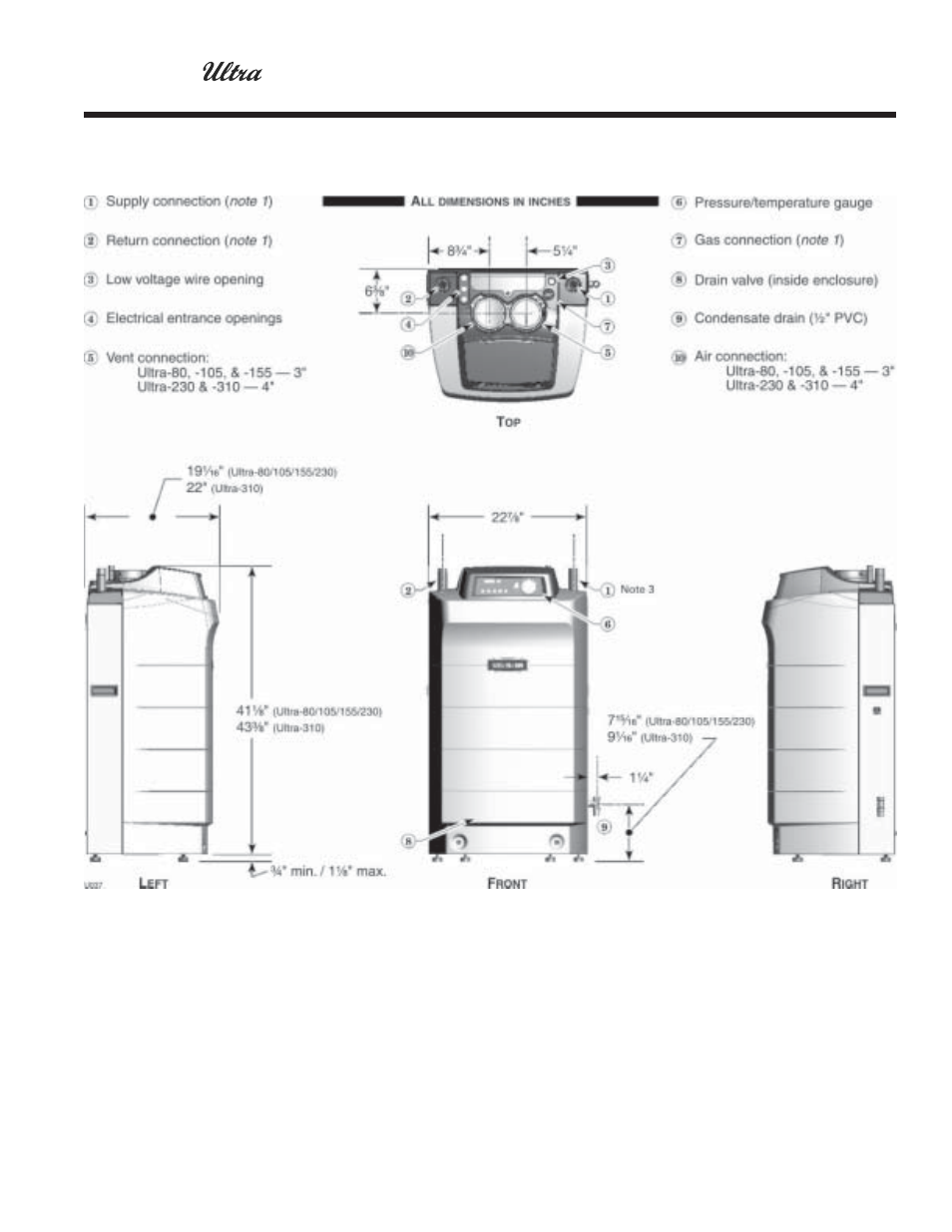 Dimensions | Weil-McLain ULTRA 80  EN User Manual | Page 43 / 44