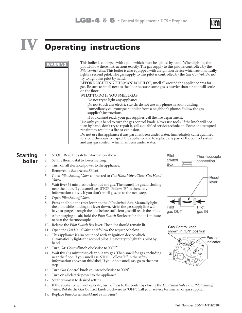 Operating instructions | Weil-McLain LGB-5 User Manual | Page 6 / 8