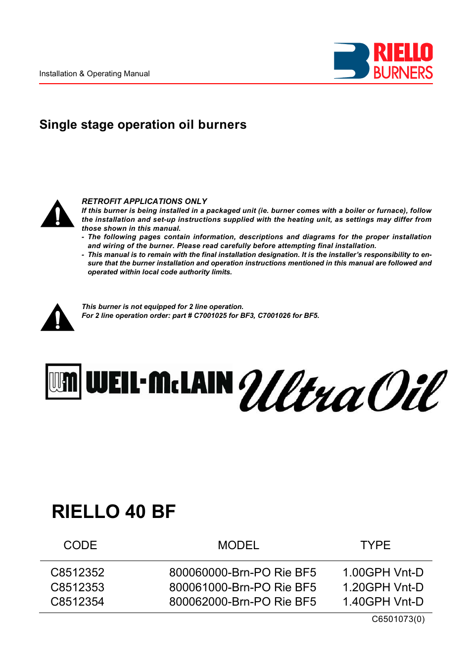 Weil-McLain 800062000-Brn-PO Rie BF5 User Manual | 19 pages