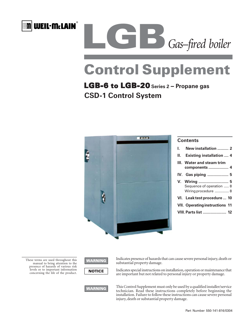 Weil-McLain LGB-6 User Manual | 12 pages