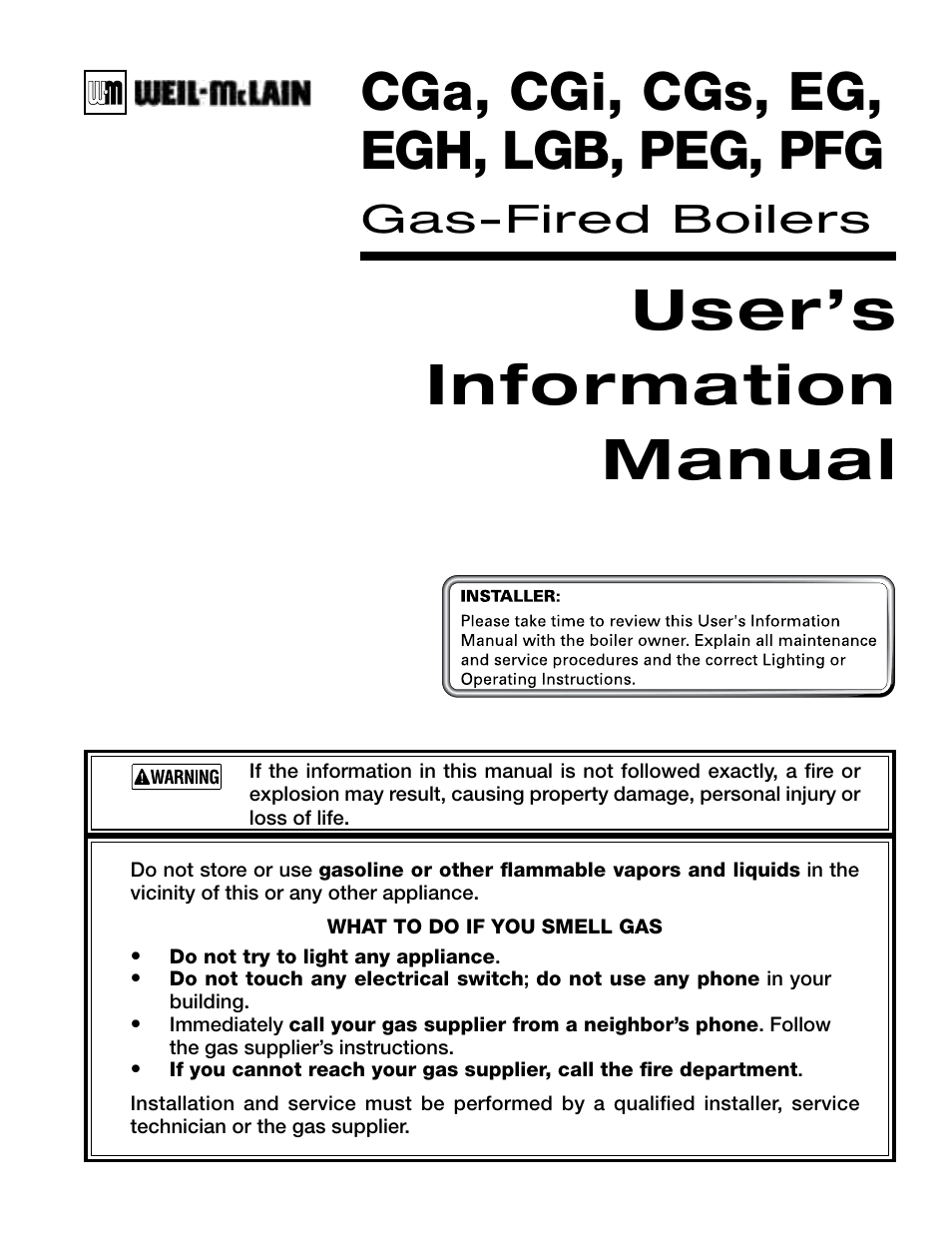 Weil-McLain CGs User Manual | 24 pages