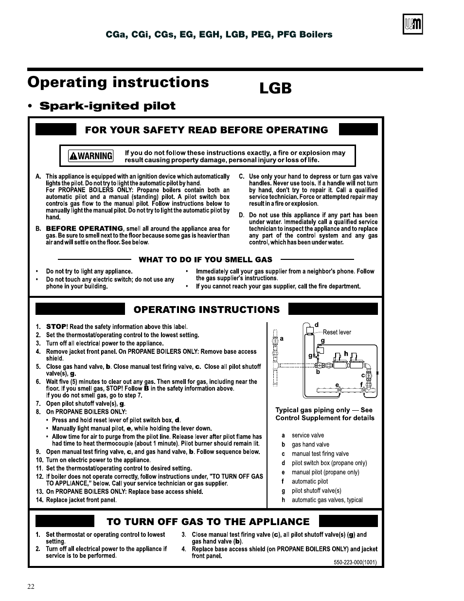 Operating instructions | Weil-McLain CGs User Manual | Page 22 / 24