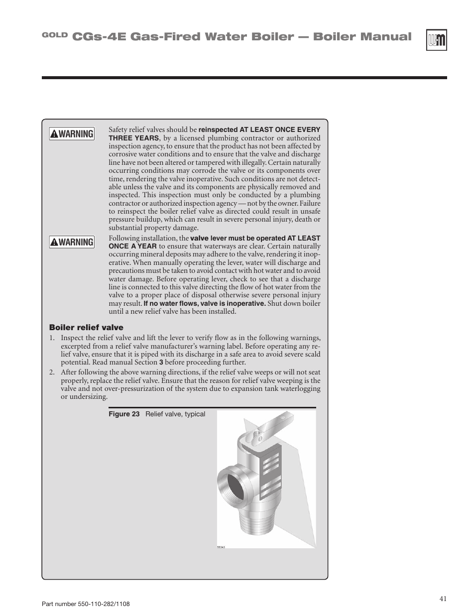 Cgs-4e gas-fired water boiler — boiler manual | Weil-McLain GOLD CGS-4E User Manual | Page 41 / 64