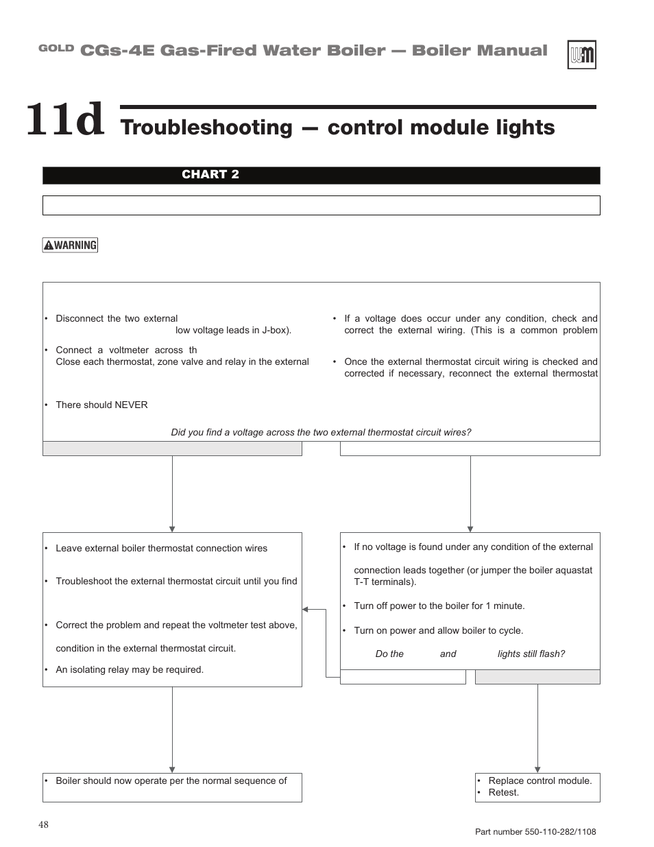 Troubleshooting — control module lights, Cgs-4e gas-fired water boiler — boiler manual | Weil-McLain GOLD CGS-4E User Manual | Page 48 / 64