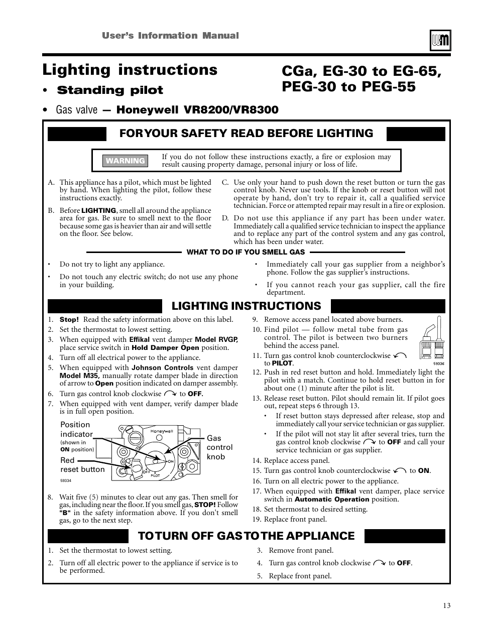 Lighting instructions | Weil-McLain CGi User Manual | Page 13 / 24