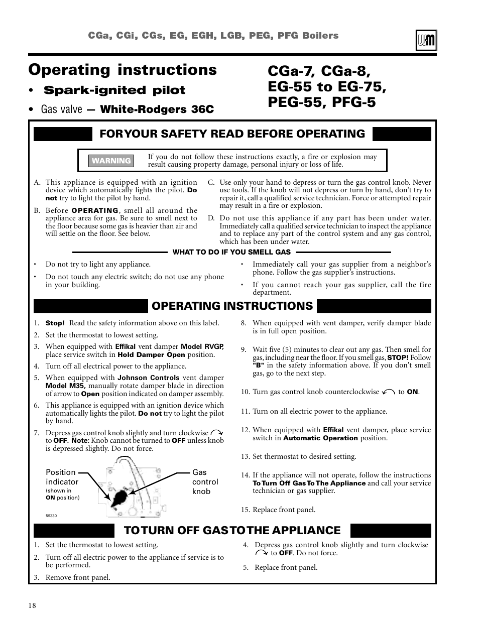 Operating instructions | Weil-McLain CGi User Manual | Page 18 / 24