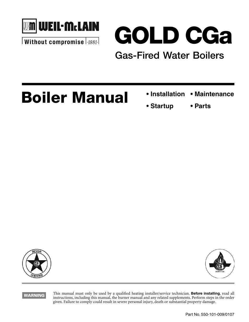 Weil-McLain Gold CGa User Manual | 68 pages