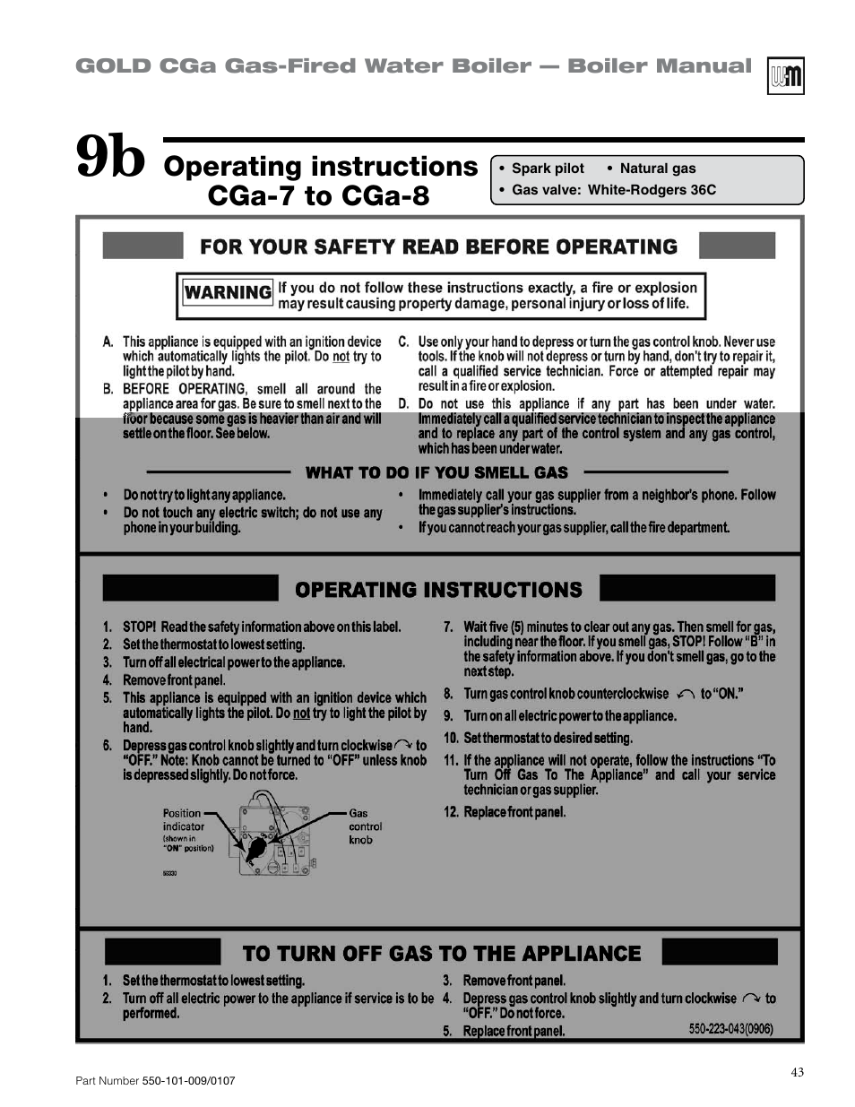 Operating instructions cga-7 to cga-8 | Weil-McLain Gold CGa User Manual | Page 43 / 68