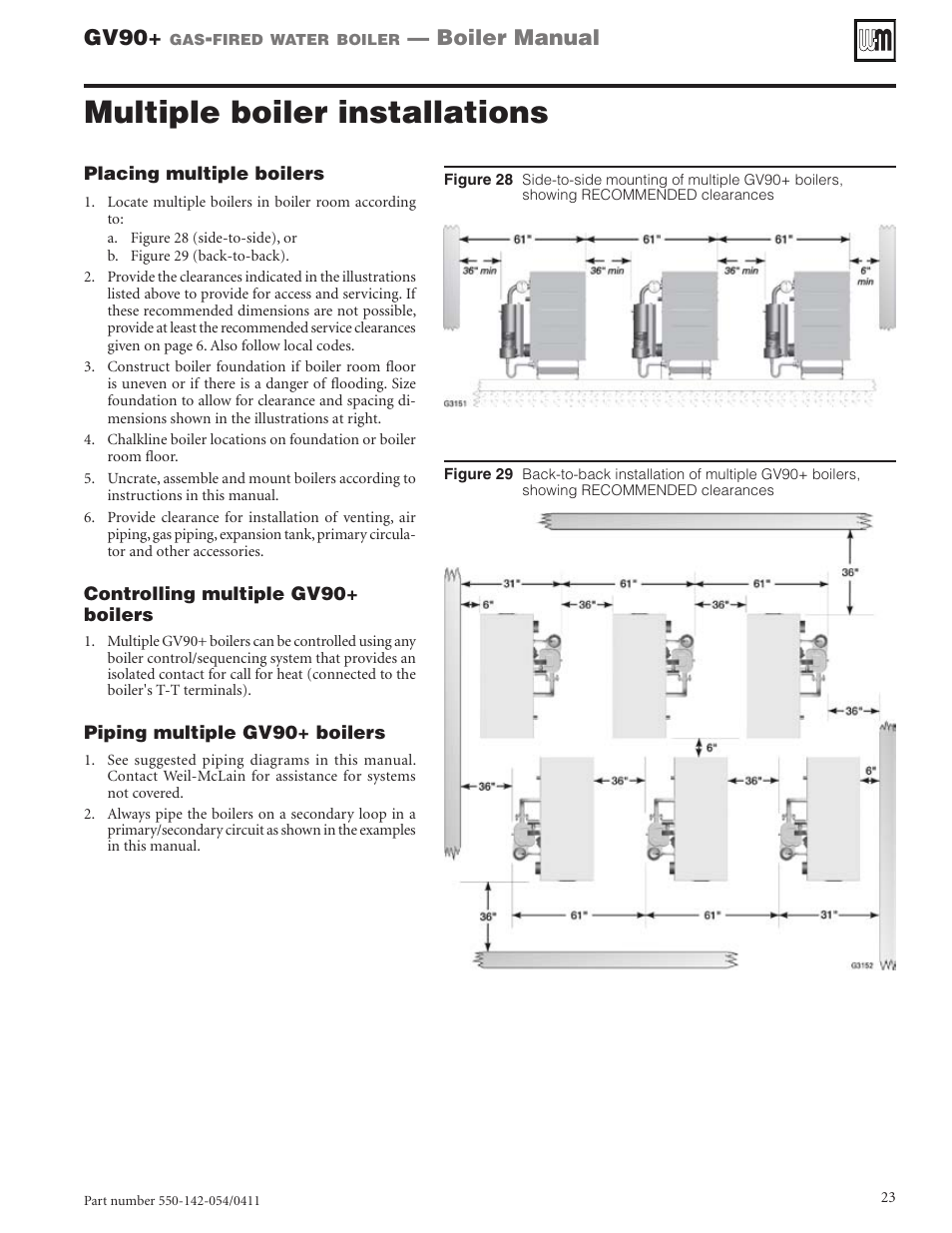 Multiple boiler installations, Gv90, Boiler manual | Weil-McLain GV90+ User Manual | Page 23 / 108