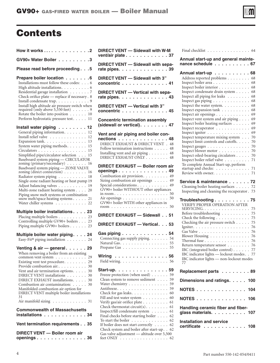 Weil-McLain GV90+ User Manual | Page 4 / 108
