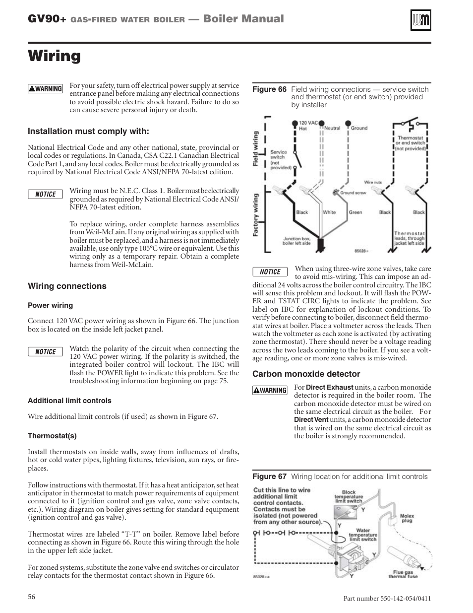 Wiring, Gv90, Boiler manual | Weil-McLain GV90+ User Manual | Page 56 / 108