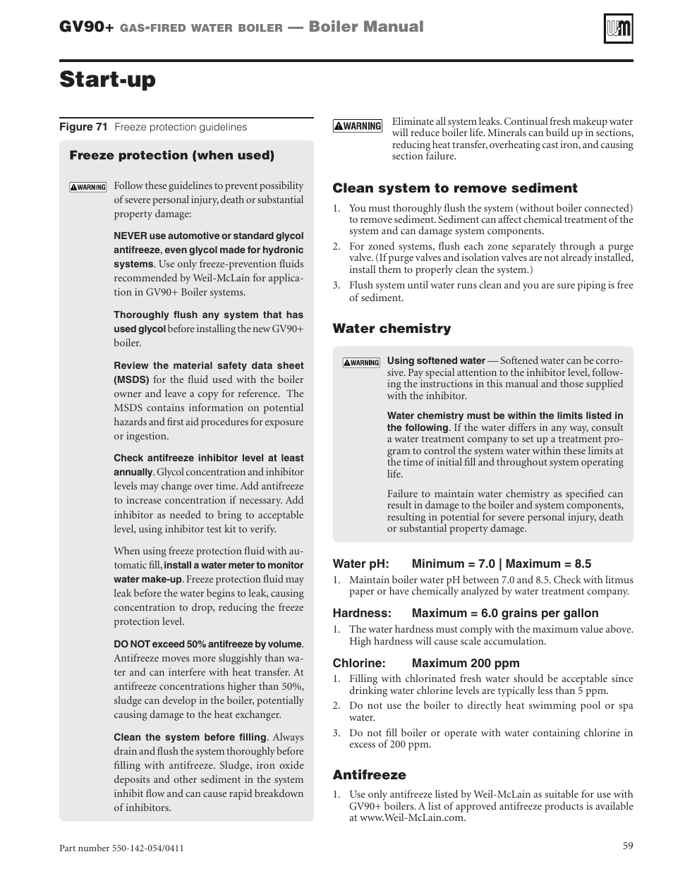 Start-up, Gv90, Boiler manual | Weil-McLain GV90+ User Manual | Page 59 / 108
