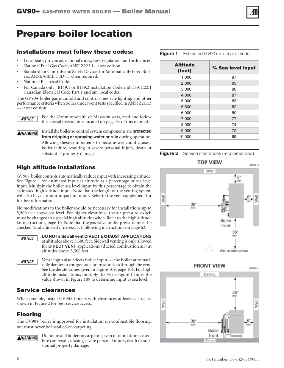 Prepare boiler location, Gv90, Boiler manual | Weil-McLain GV90+ User Manual | Page 6 / 108