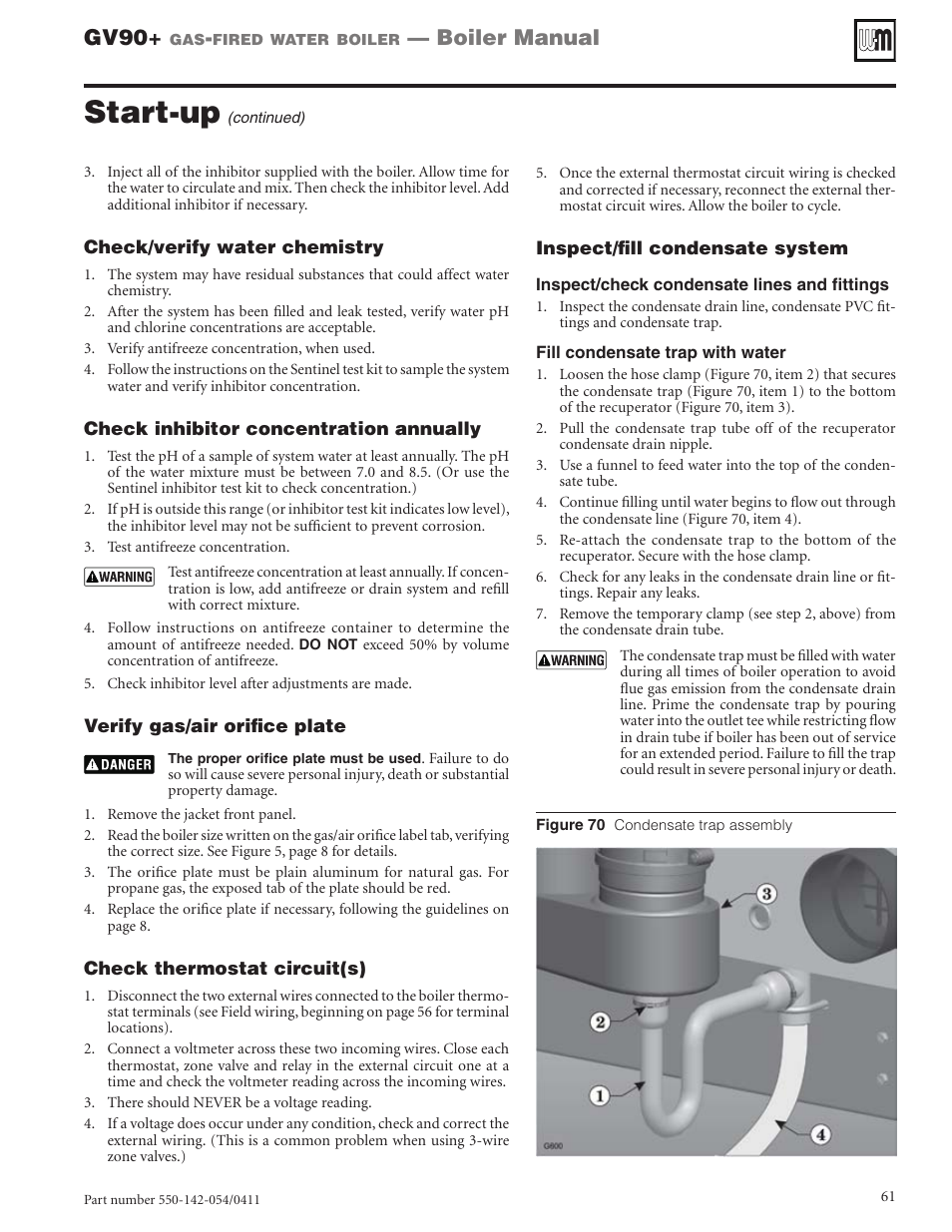 Start-up, Gv90, Boiler manual | Weil-McLain GV90+ User Manual | Page 61 / 108