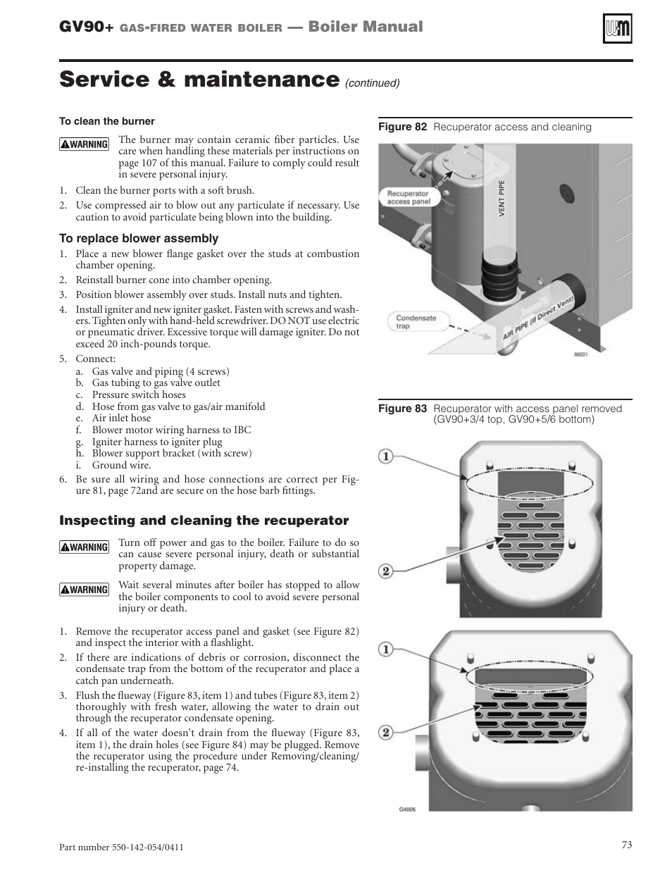 Service & maintenance, Gv90, Boiler manual | Weil-McLain GV90+ User Manual | Page 73 / 108