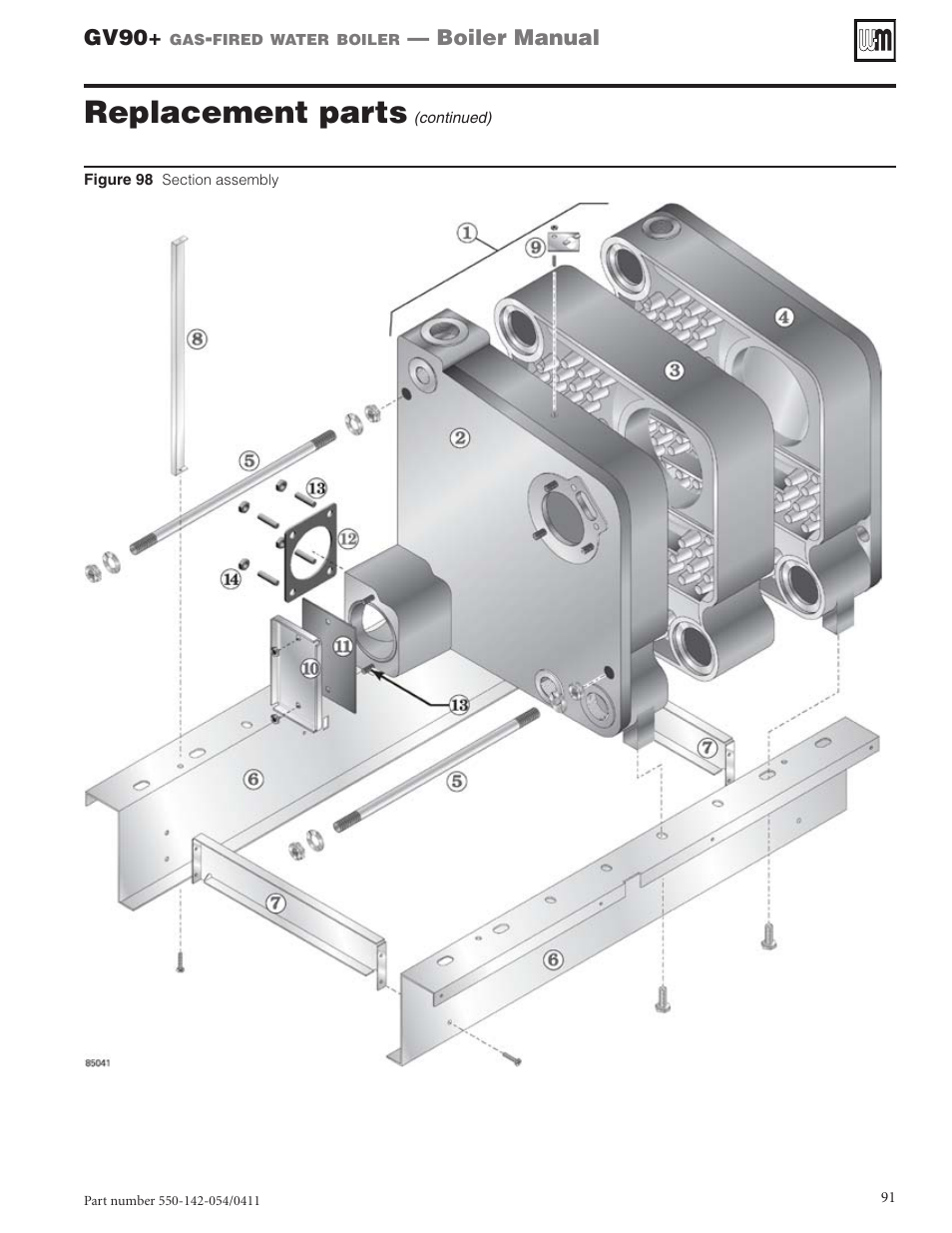 Replacement parts | Weil-McLain GV90+ User Manual | Page 91 / 108