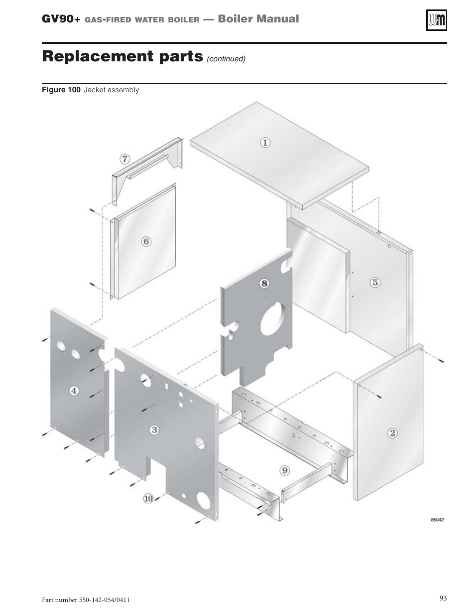 Replacement parts | Weil-McLain GV90+ User Manual | Page 93 / 108