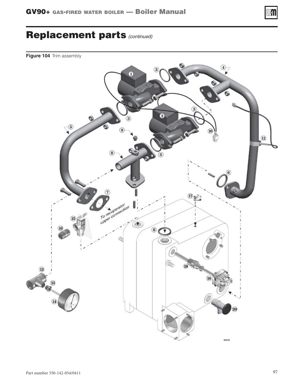 Replacement parts | Weil-McLain GV90+ User Manual | Page 97 / 108