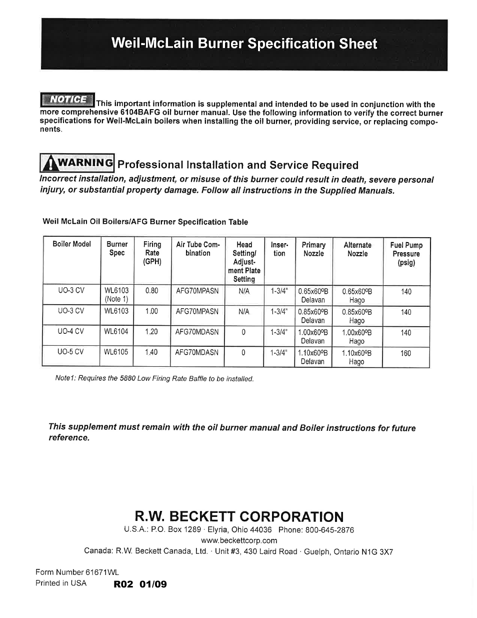 Weil-McLain UO-3 CV User Manual | 25 pages