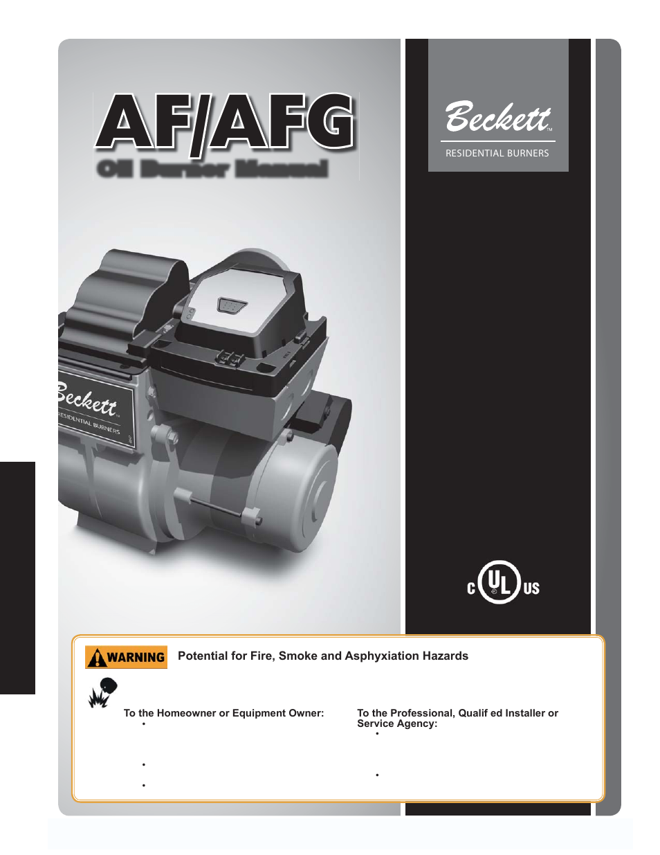 Af/afg, Oil burner manual | Weil-McLain UO-3 CV User Manual | Page 2 / 25