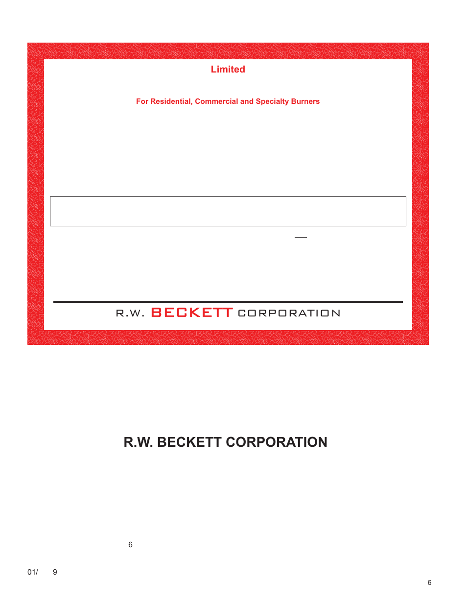 Warranty, Beckett, R.w. beckett corporation | Corporation | Weil-McLain UO-3 CV User Manual | Page 25 / 25