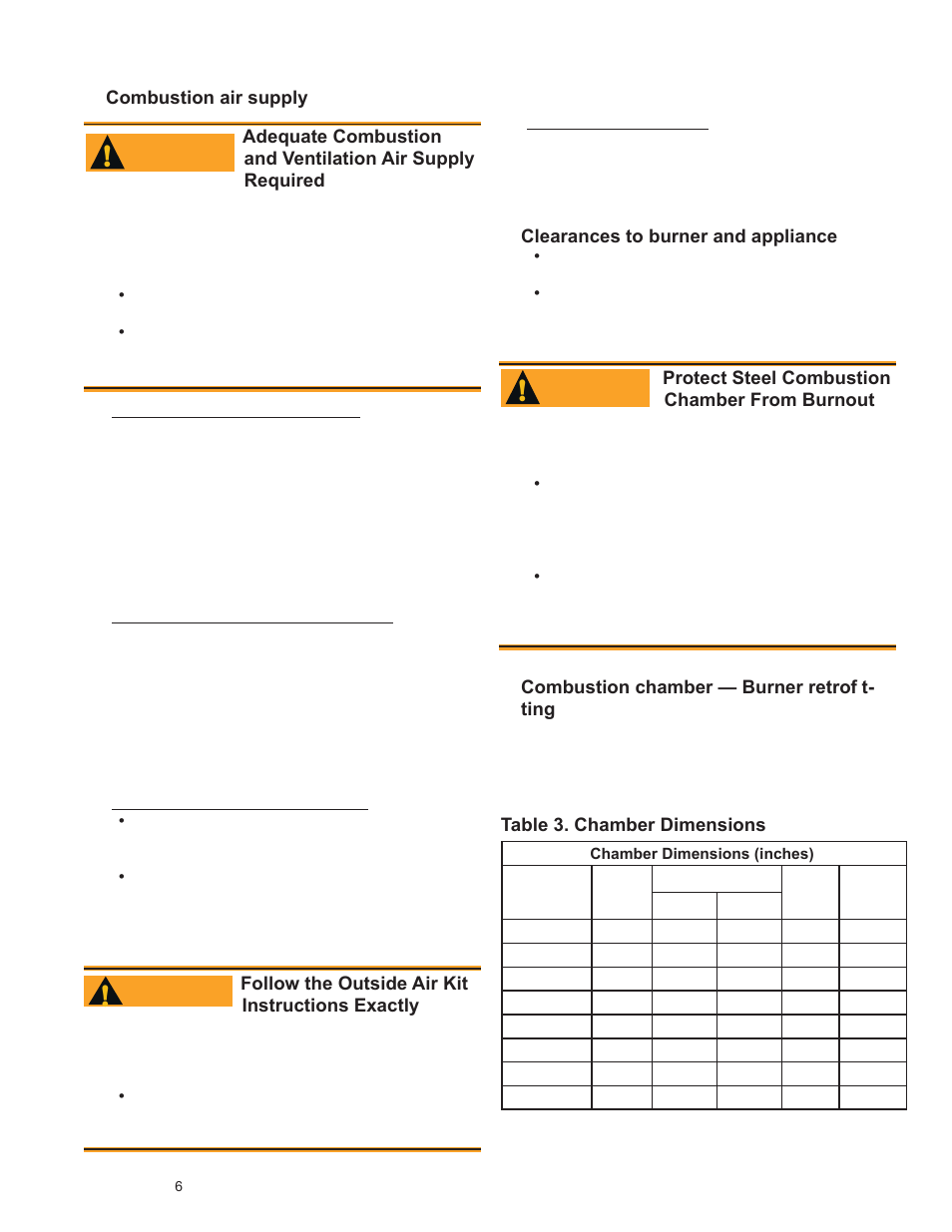Inspect/prepare installation site, Warning | Weil-McLain UO-3 CV User Manual | Page 8 / 25