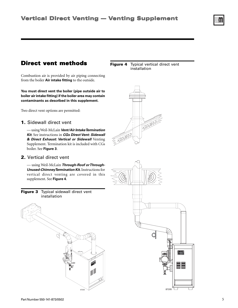 Direct vent methods | Weil-McLain GOLD CGs User Manual | Page 5 / 16