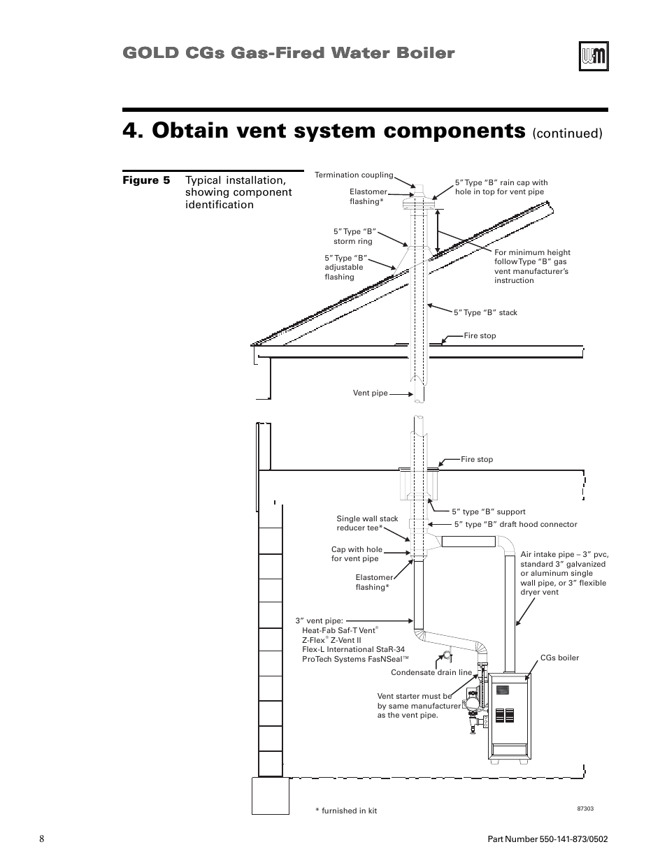 Obtain vent system components, Gold cgs gas-f, Continued) | Weil-McLain GOLD CGs User Manual | Page 8 / 16