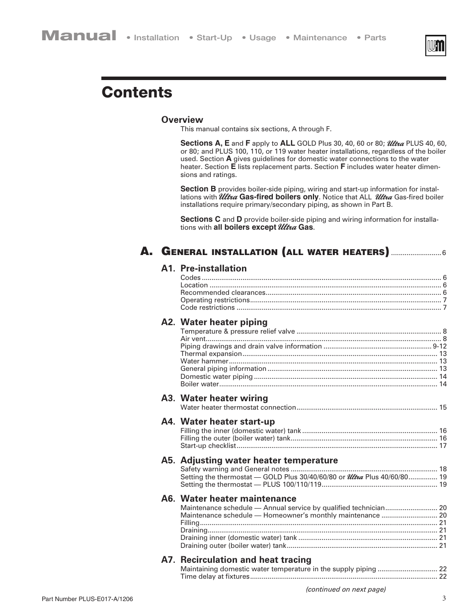 Weil-McLain PLUS LINE PLUS-E017-A/1206 User Manual | Page 3 / 68