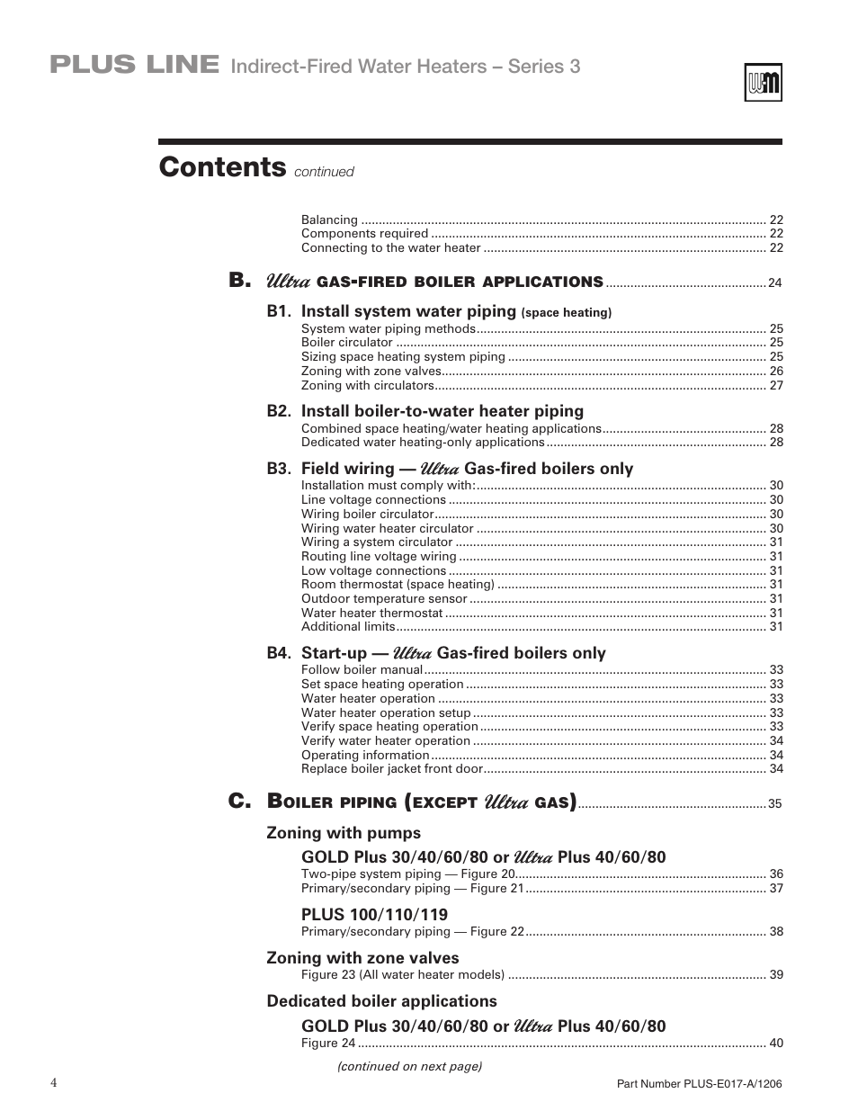 Weil-McLain PLUS LINE PLUS-E017-A/1206 User Manual | Page 4 / 68