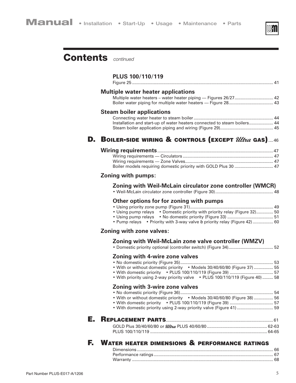Weil-McLain PLUS LINE PLUS-E017-A/1206 User Manual | Page 5 / 68
