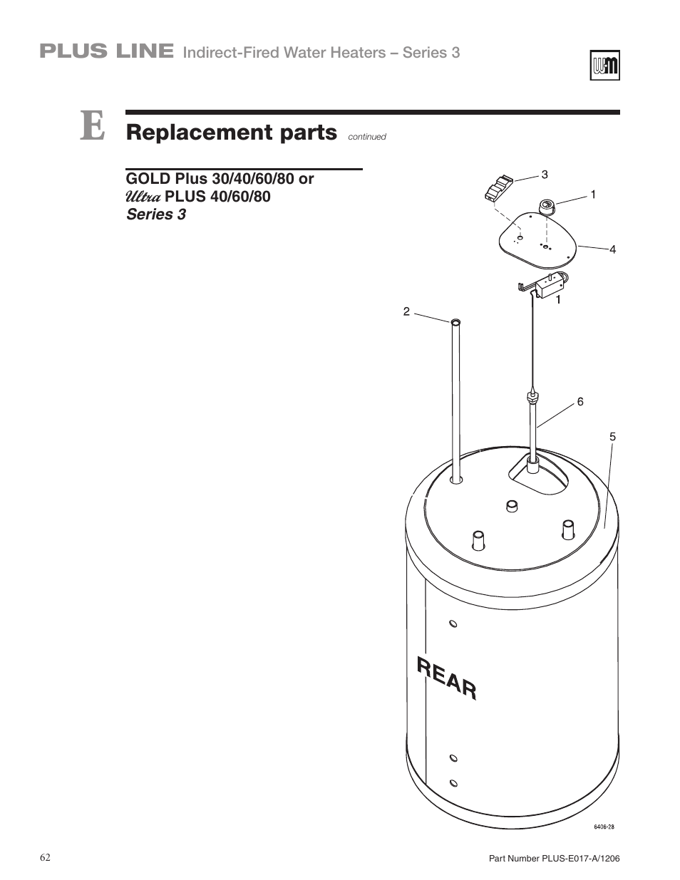 Replacement parts, Plus line | Weil-McLain PLUS LINE PLUS-E017-A/1206 User Manual | Page 62 / 68