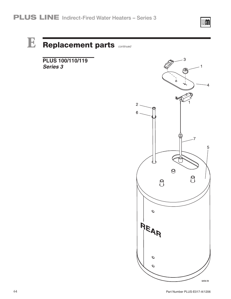 Replacement parts | Weil-McLain PLUS LINE PLUS-E017-A/1206 User Manual | Page 64 / 68